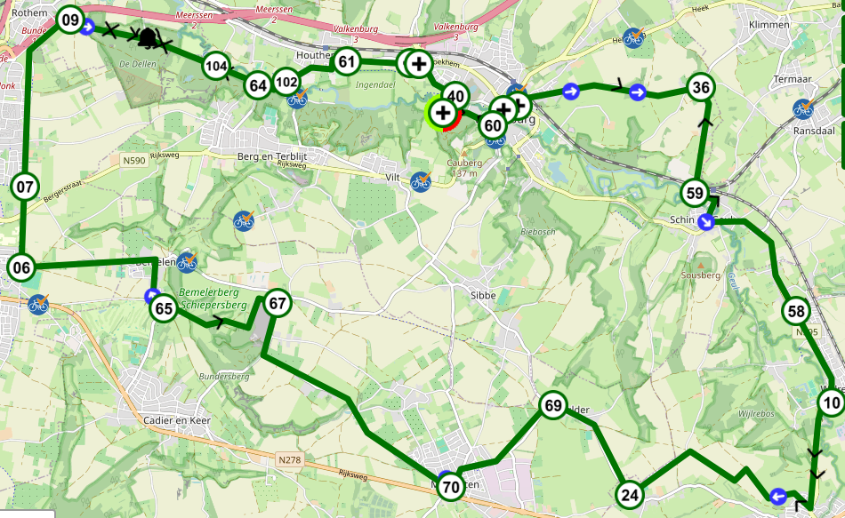 Blauwe fietsroute 